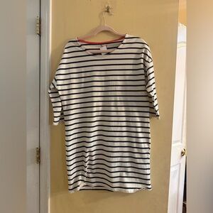 Boden Cream and Navy Striped Dress, m